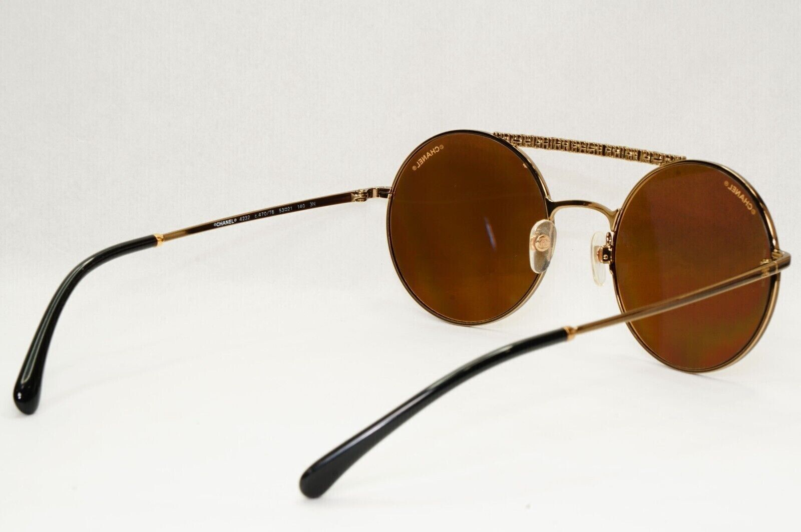 Chanel Sunglasses Bronze Gold Mirror Metal Round Brown 4232 c.470/T6 200324