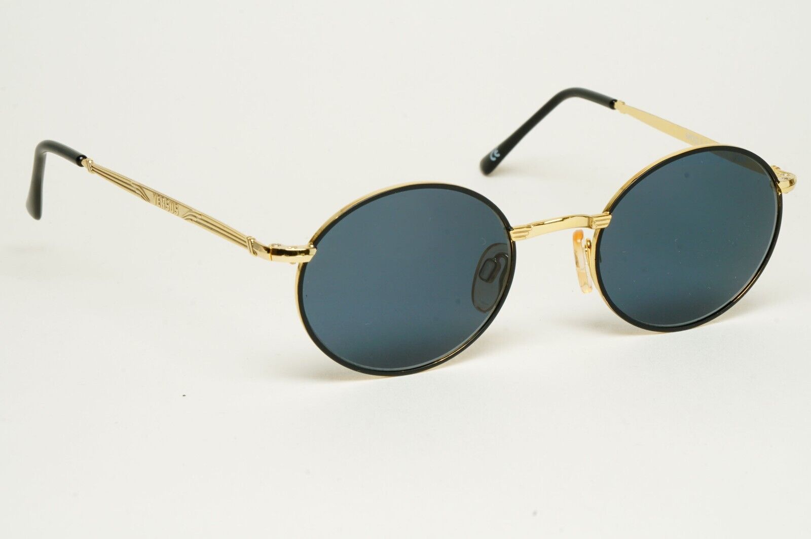 Versus Sunglasses 1996 by Gianni Versace Vintage Round Gold Grey MOD E74 COL 09M
