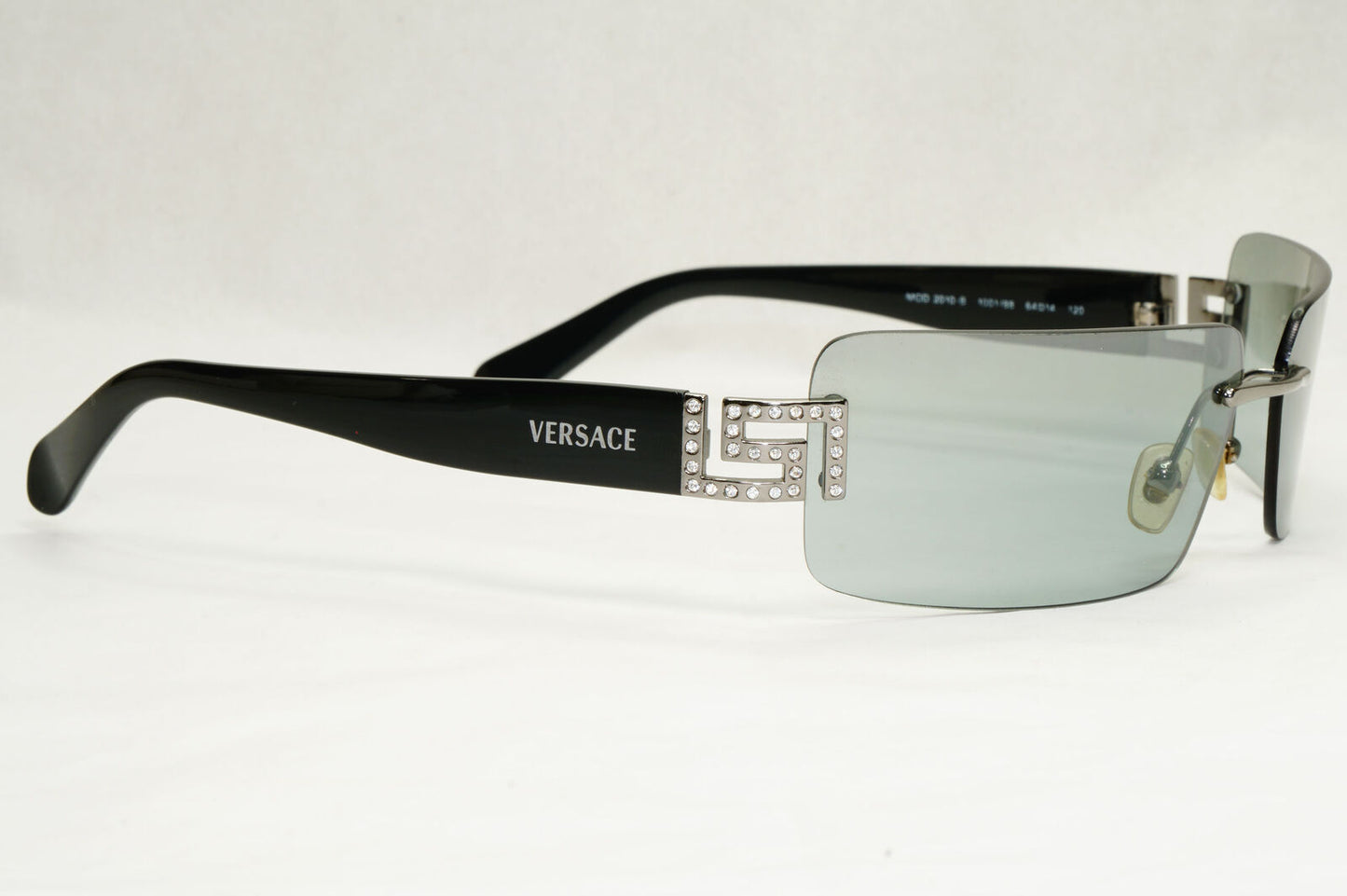 Versace Sunglasses 2004 Vintage Black Grey Mirror Rimless 2010-B 1001/88 140124
