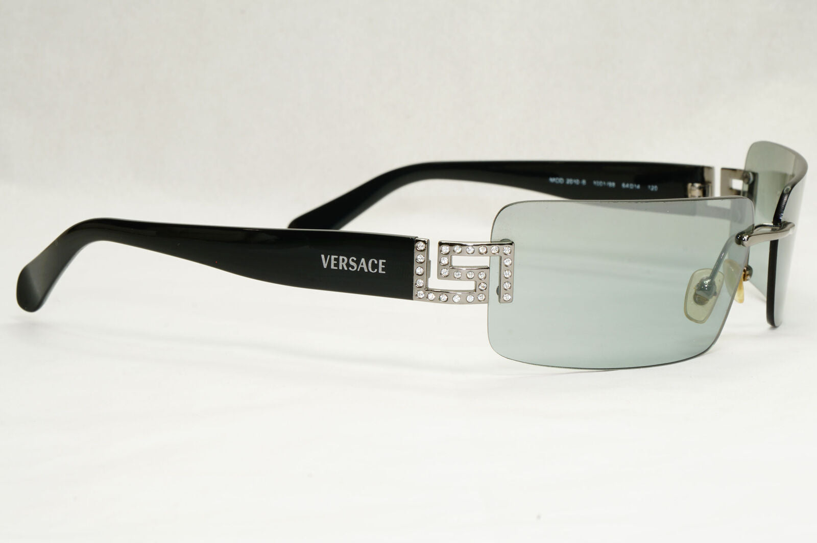 Versace Sunglasses 2004 Vintage Black Grey Mirror Rimless 2010-B 1001/88 140124