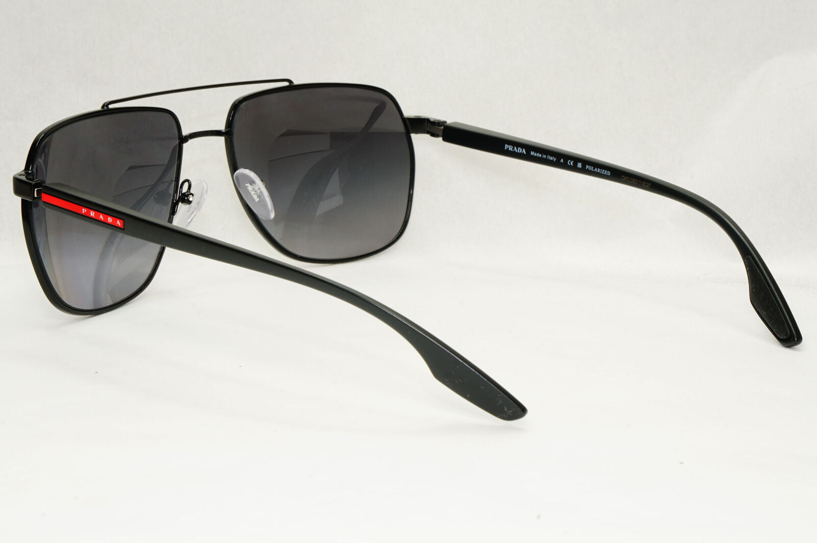 Prada Sunglasses Polarized Black Pilot Square Grey Smoke PS55VS SPS 55V 1BO-5W1