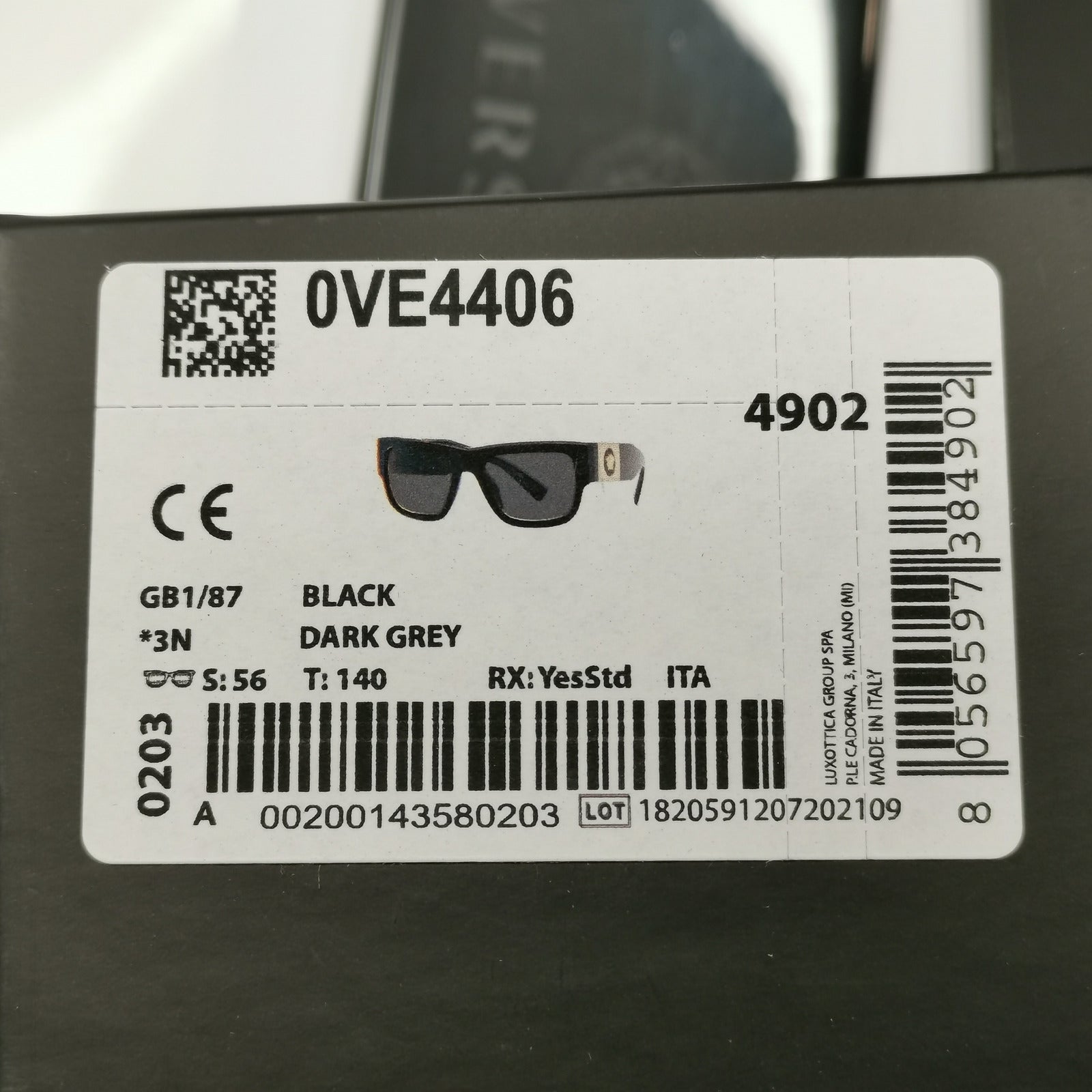 Versace Sunglasses Black Medusa Gold Square Biggie MOD VE 4406 GB1/87