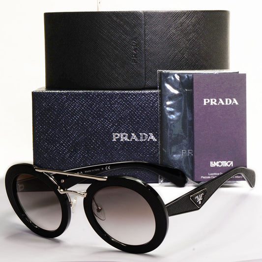 Prada Sunglasses Black Triangle Saffiano Leather PR15SS SPR 15S 1AB-0A7 190224
