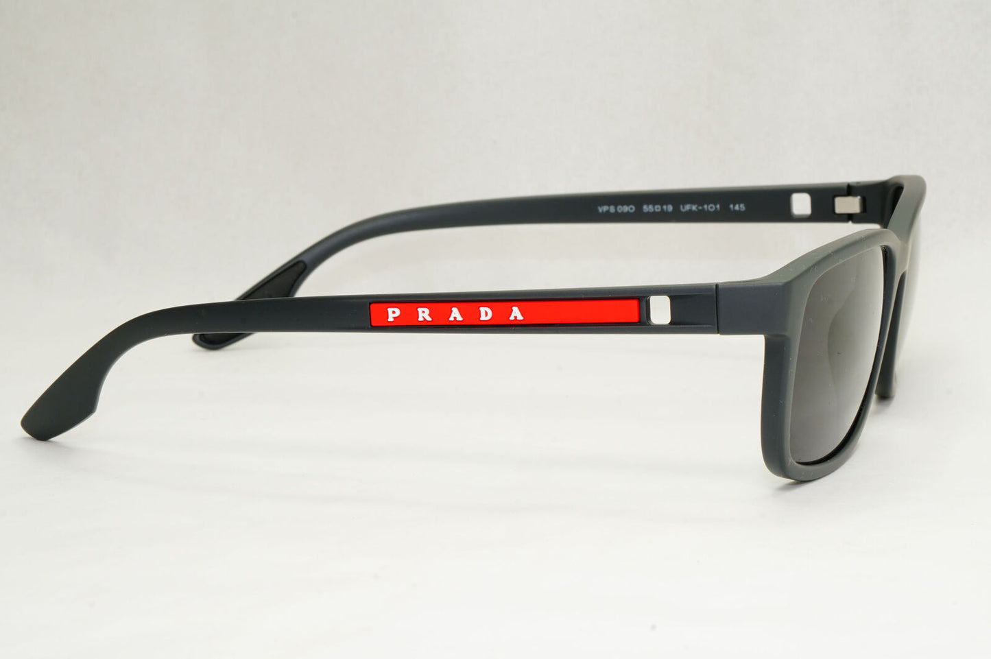 Prada Sunglasses Grey Rubber Matte Square Black PS09OV VPS 09O UFK-1O1 55mm