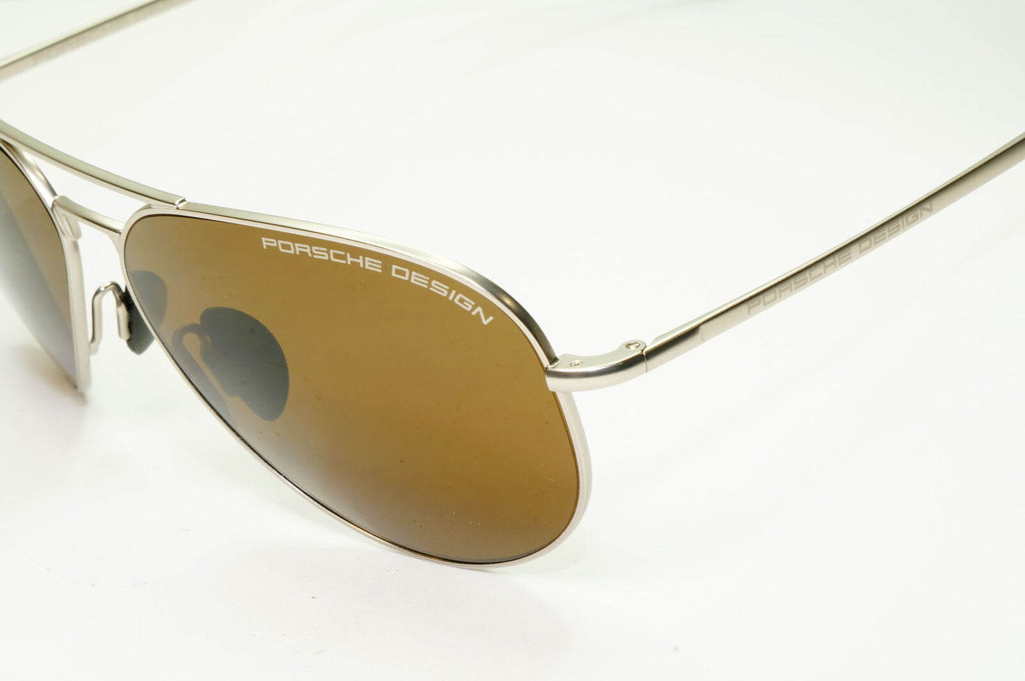 Porsche Design Polarised Sunglasses Brown Pilot Palladium Silver P8508 M 60mm