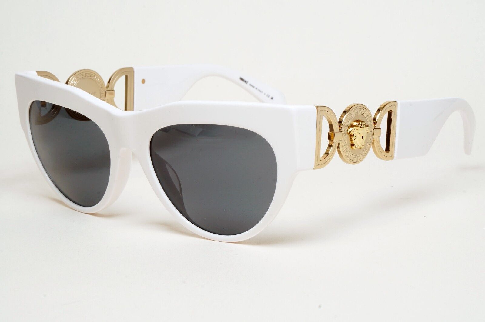 Versace Sunglasses White Gold Medusa Grey Square MOD VE 4440-U 314/87 56mm