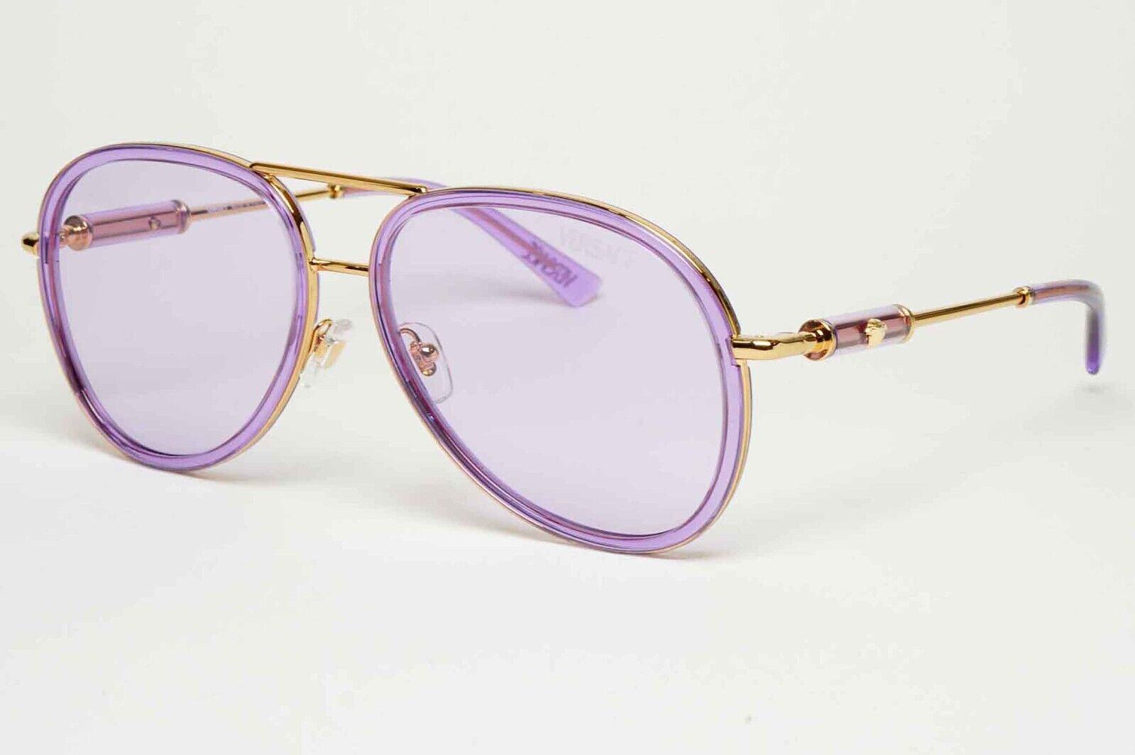 Versace Sunglasses Oversized Pilot Gold Violet Medusa MOD VE 2260 1002/1A 60mm