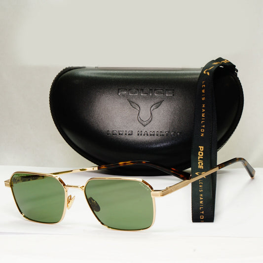 Police x Lewis Hamilton Sunglasses F1 Gold Green SPL G33 Lewis 45 COL 0300