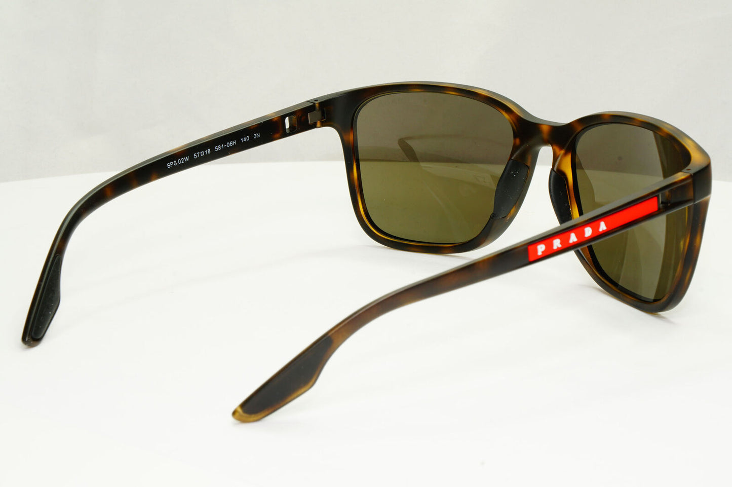 Prada Brown Sunglasses Tortoiseshell Square Red Stripe PS02WS SPS 02W 581-06H