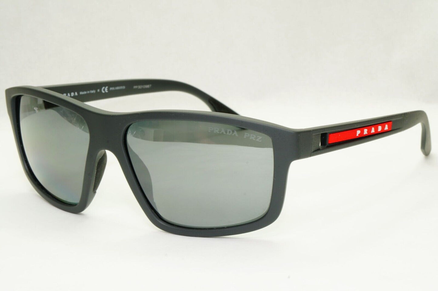 Prada Sunglasses Polarized Silver Mirror Grey Rubber PS02XS SPS 02X UFK-07H