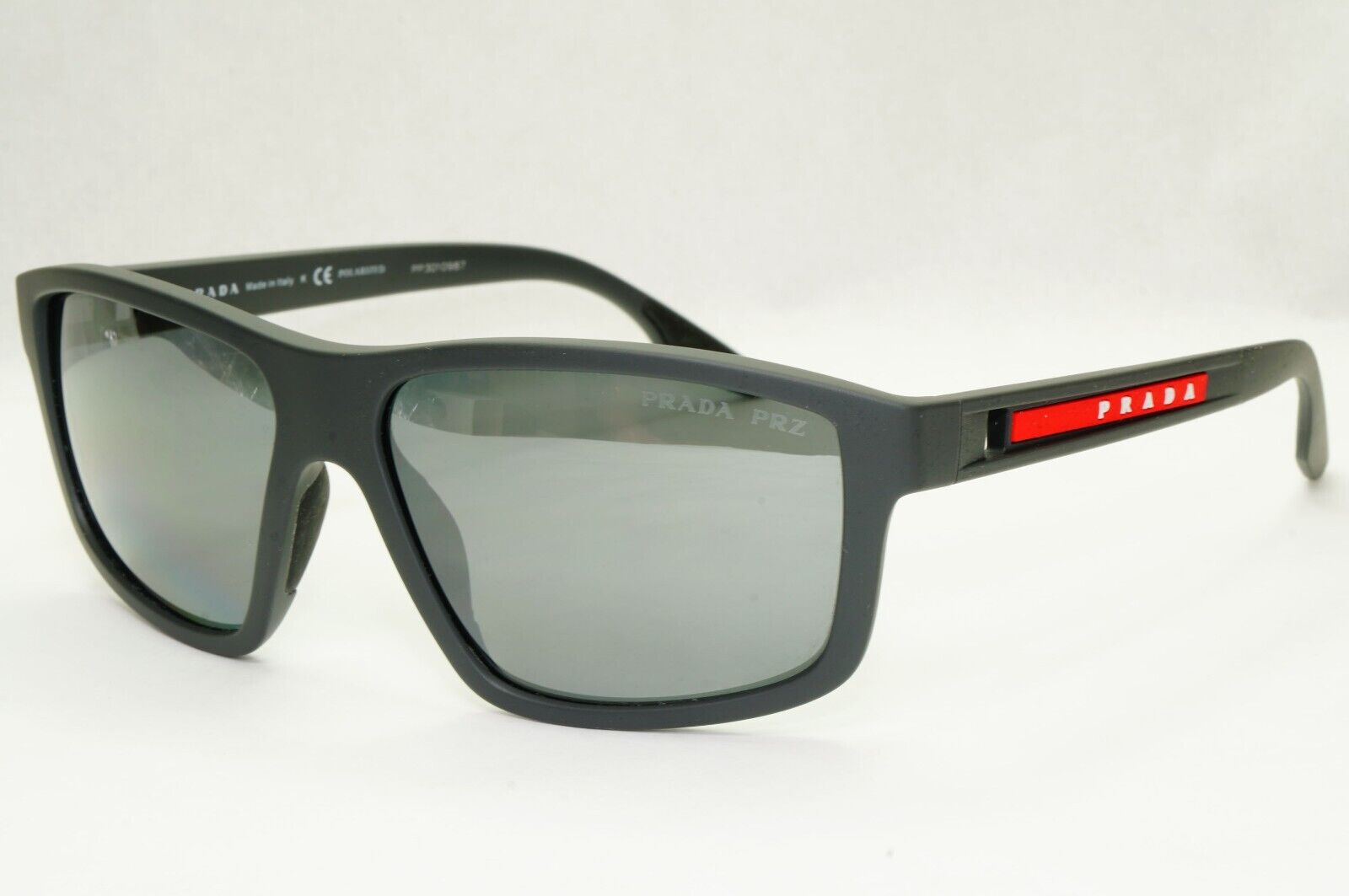 Prada Sunglasses Polarized Silver Mirror Grey Rubber PS02XS SPS 02X UFK-07H