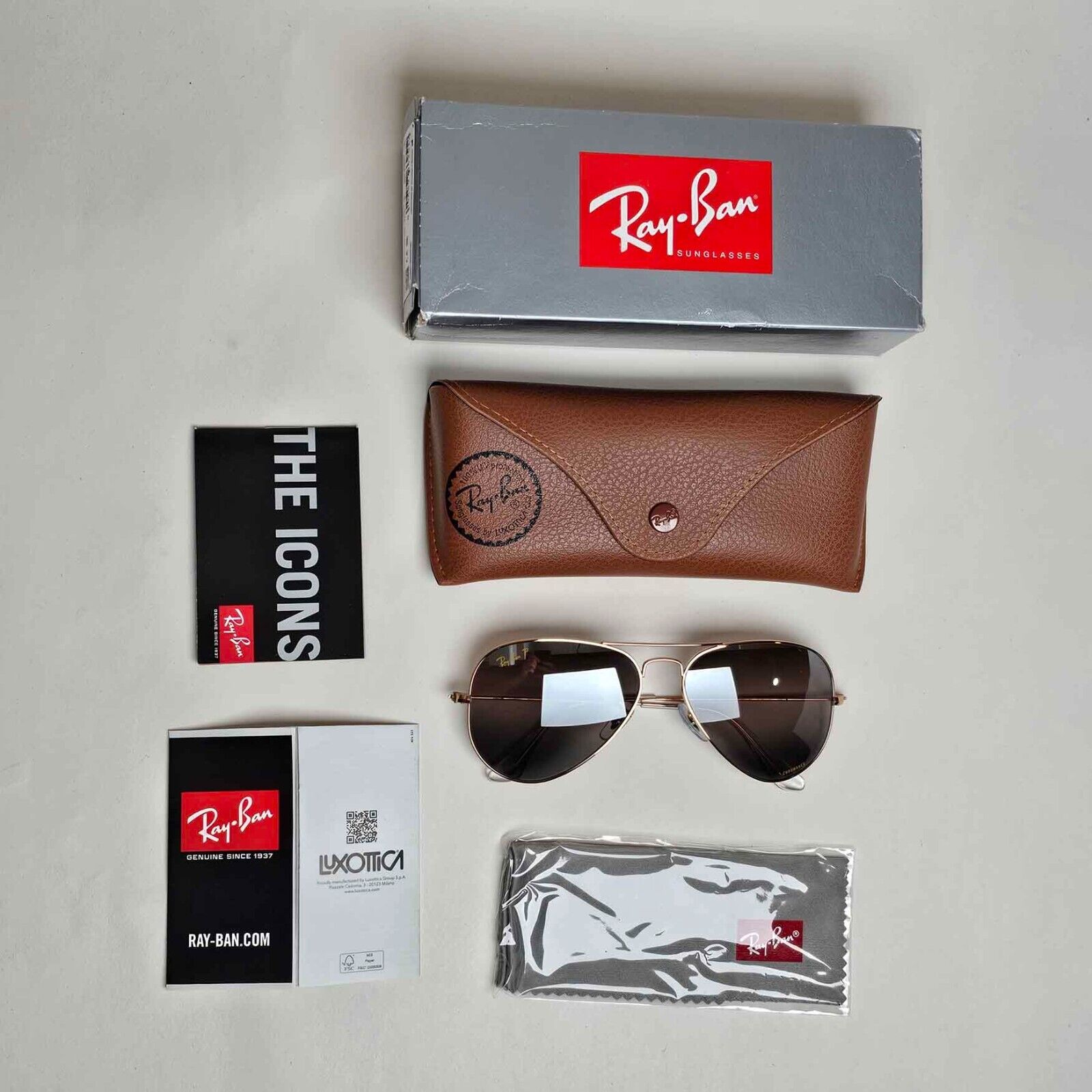 Ray-Ban Sunglasses Aviator Polarised Chromance Gold Silver RB 3025 9196/G3 58mm
