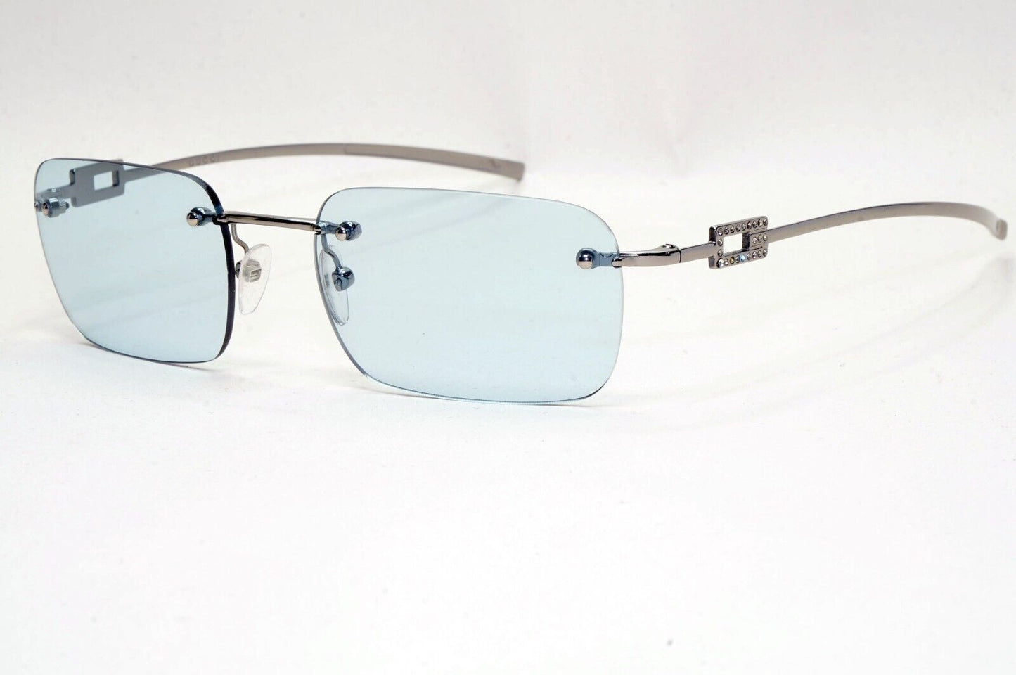 Gucci Sunglasses 1997 Vintage Rimless Blue Silver GG 1777/STRASS 6LBXY 011124
