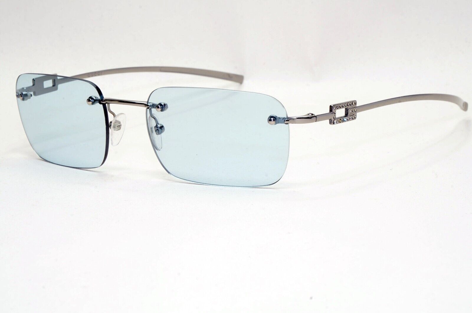 Gucci Sunglasses 1997 Vintage Rimless Blue Silver GG 1777/STRASS 6LBXY 011124