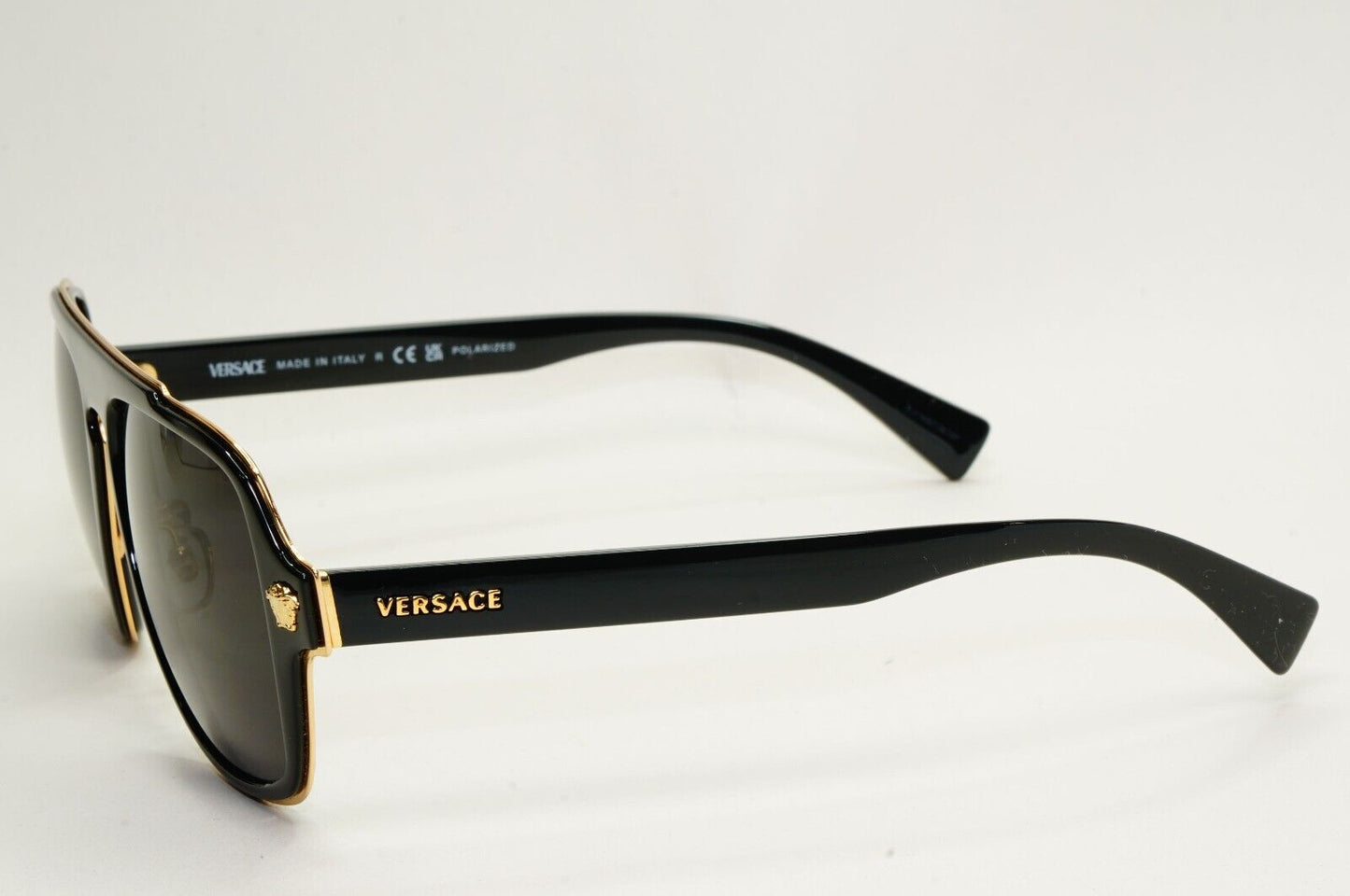 Versace Sunglasses Black Gold Medusa Glossy Square MOD VE 2199 1002/81 260724