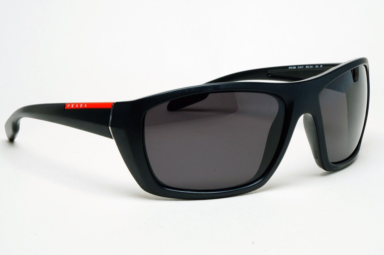 Prada Sunglasses Black Wrap Red Stripe PS06SS SPS 06S 1BO-5X1 231124