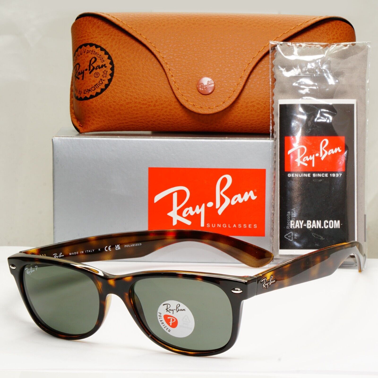Ray-Ban Sunglasses Polarised New Wayfarer Brown RB 2132 New Wayfarer 902/58 55mm