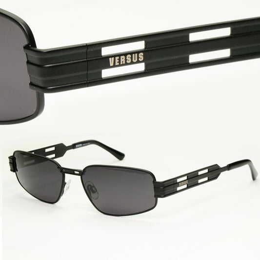 Versus Gianni Versace 1997 Sunglasses Vintage Black Rectangle MOD R07 COL 028