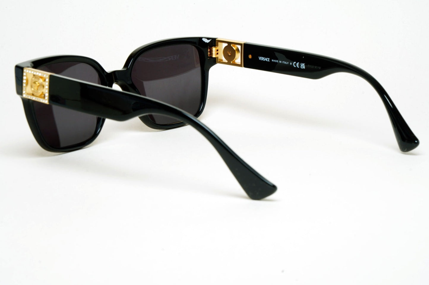 Versace Sunglasses Black Gold Medusa Diamante Square MOD VE 3329-B GB1 52mm