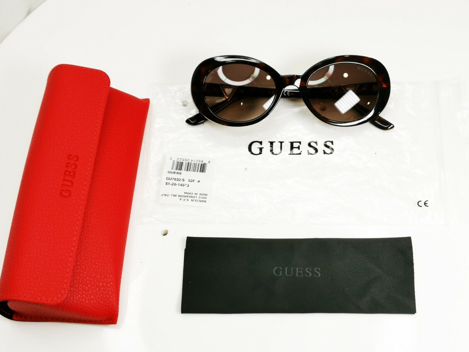 Guess Brown Oval Gradient Havana Gold Triangle Womens Sunglasses GU 7632 52F
