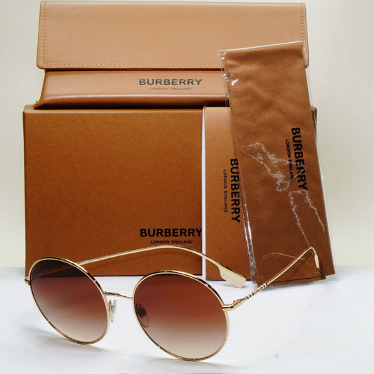 Burberry Sunglasses Round Gold Brown Gradient Metal BE 3132 Pippa 1109/13 58mm