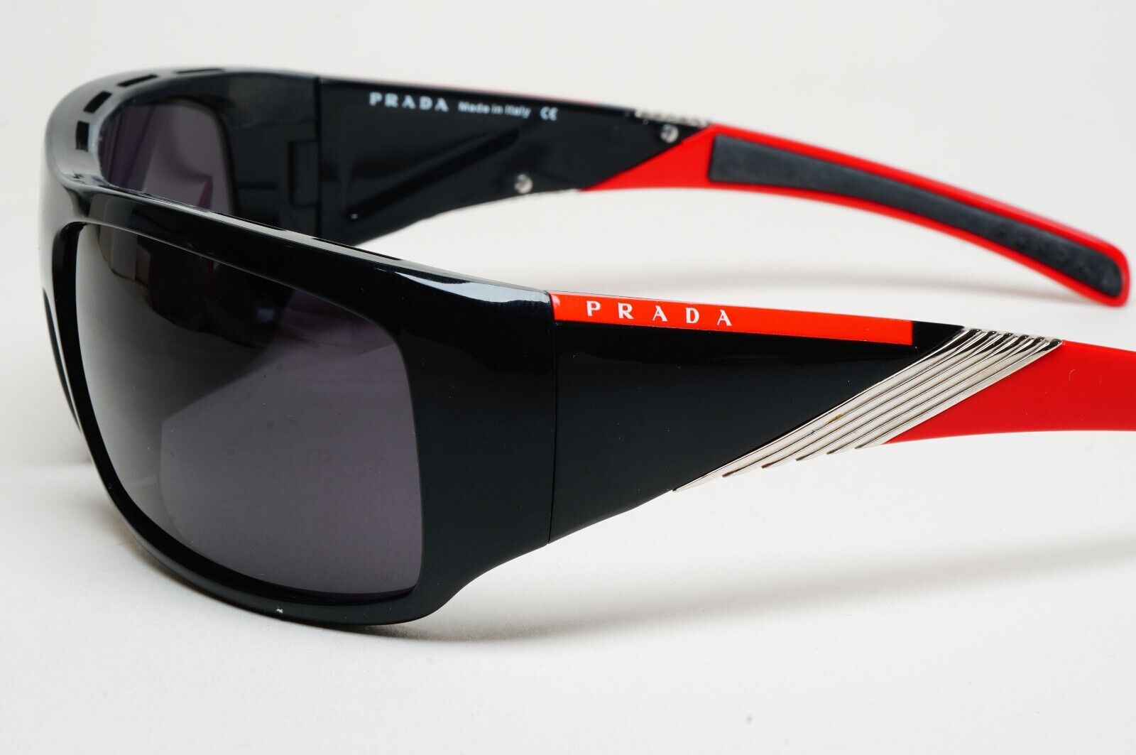 Prada Sunglasses 2006 Vintage Black Red Wrap Rossa PS06HS SPS 06H 7OV-3M1 070125