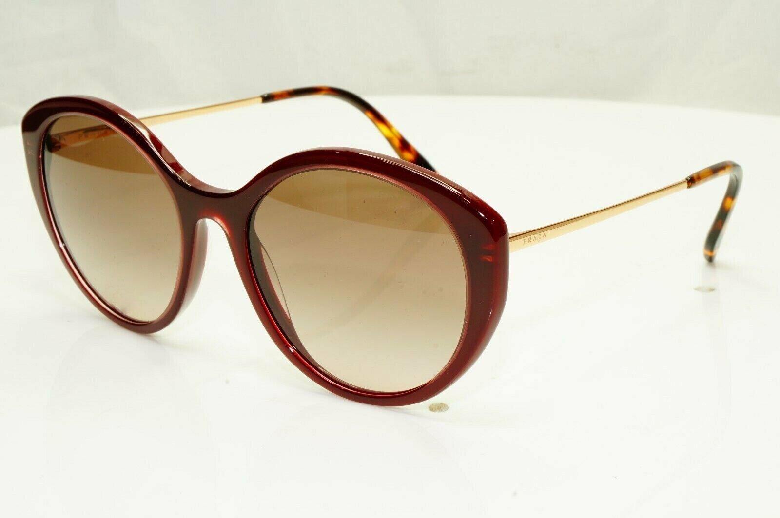 Prada Red Gold Sunglasses Burgundy Bordo Maroon Large Oversized SPR 18X UAN-3D0