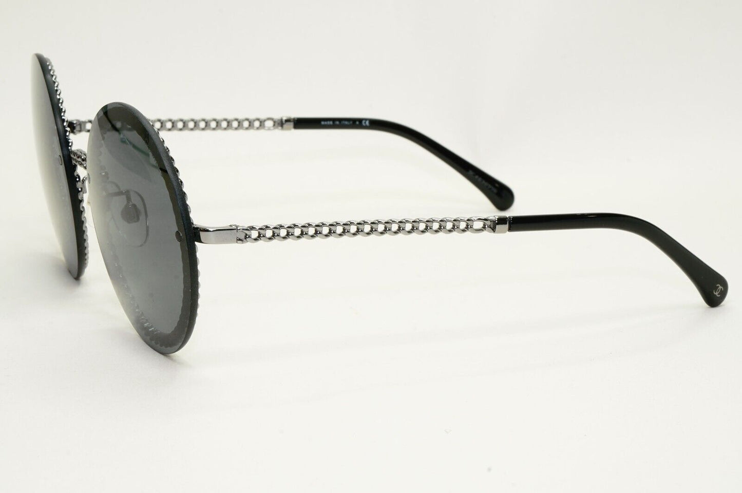 Chanel Sunglasses Chain Round Rimless Metal Gunmetal Grey CH 4245 c.108/S4