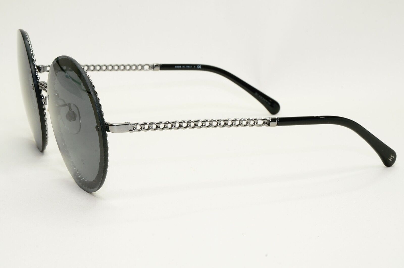 Chanel Sunglasses Chain Round Rimless Metal Gunmetal Grey CH 4245 c.108/S4