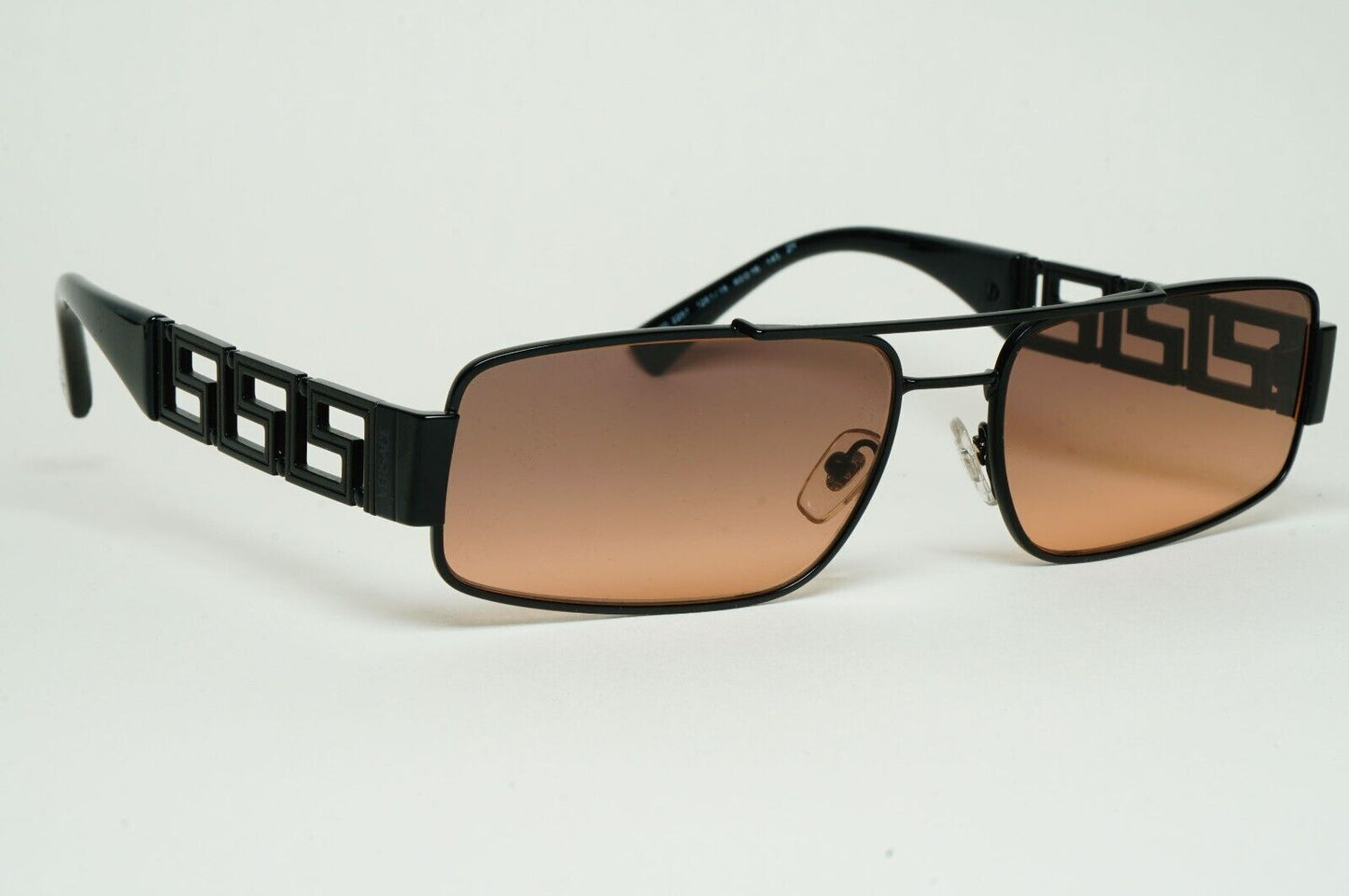 Versace Sunglasses Black Meander Brown Gradient Rectangle Metal MOD 2257 1261/18