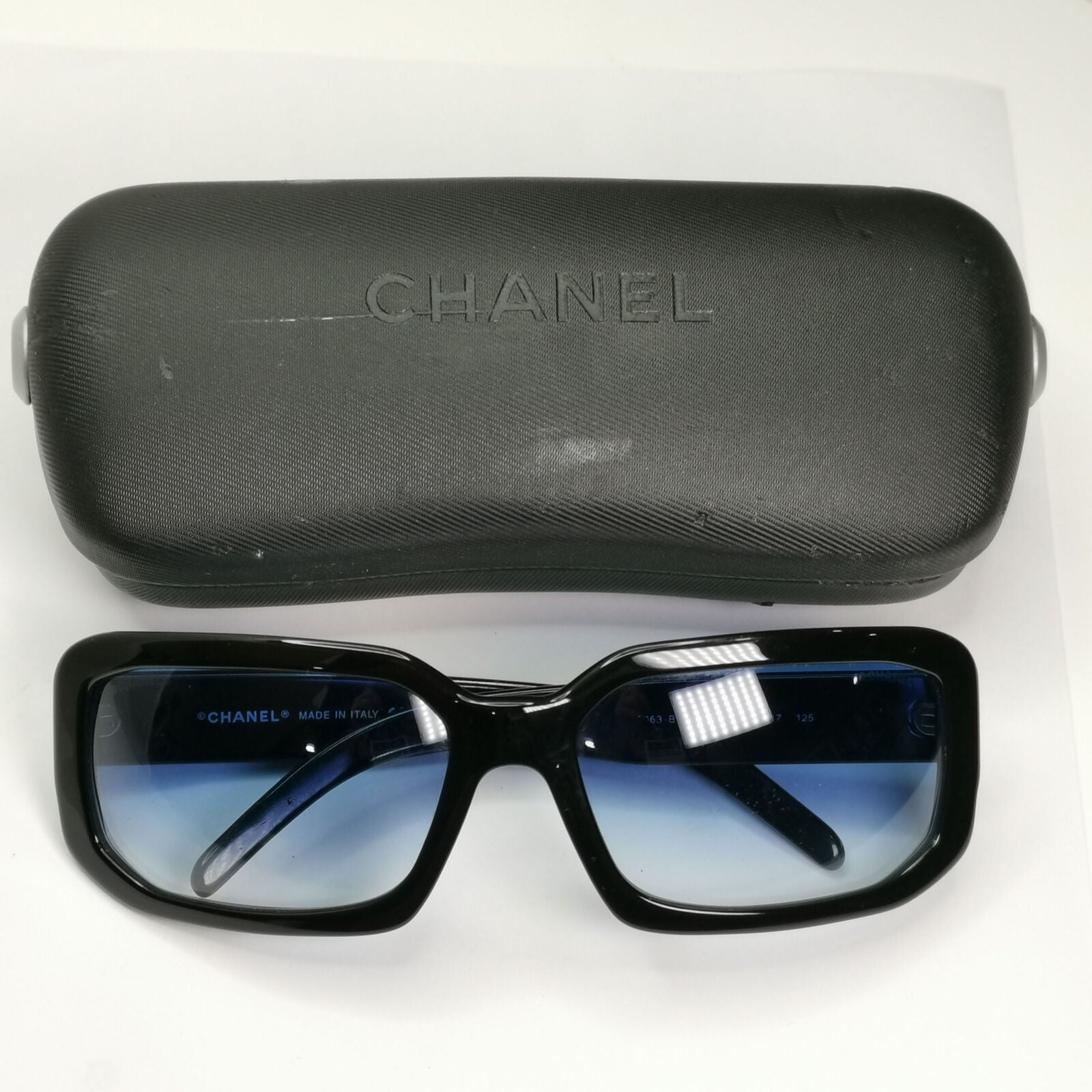 Chanel 2008 Vintage Sunglasses Black Blue Crystal 5063-B c.501/19 221122