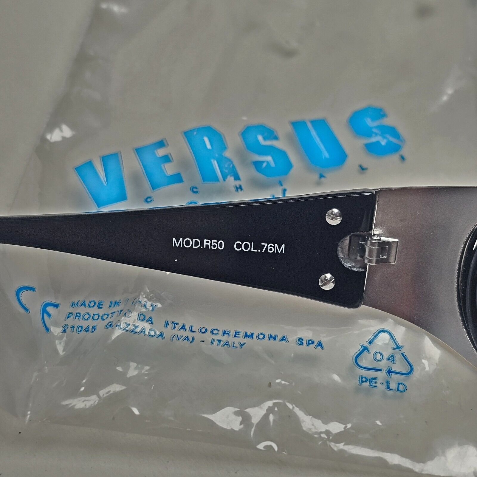 Versus Sunglasses 1996 by Gianni Versace Vintage Black Silver MOD R50 COL 76M