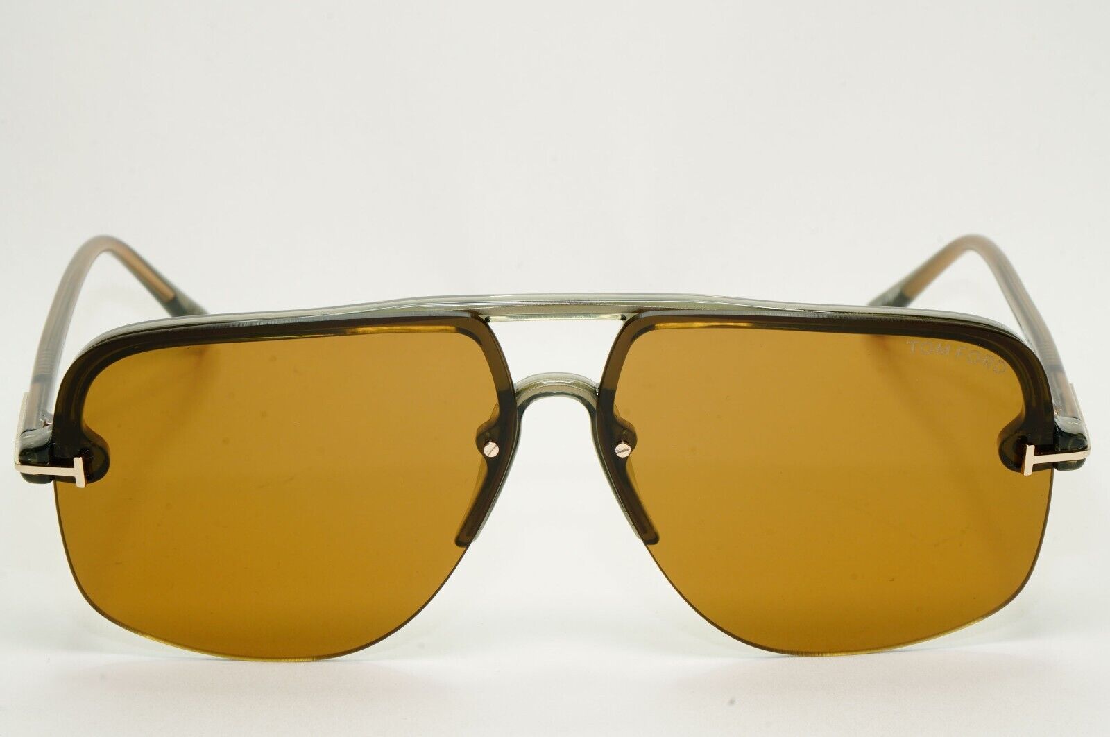 Tom Ford Sunglasses Hugo-02 Brown Semi Rimless Navigator FT1003 TF 1003 93E