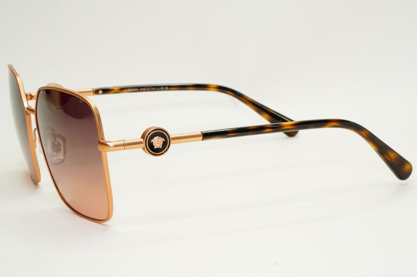 Versace Sunglasses Gold Brown Gradient Matte Square Medusa MOD VE 2227 1466/G9