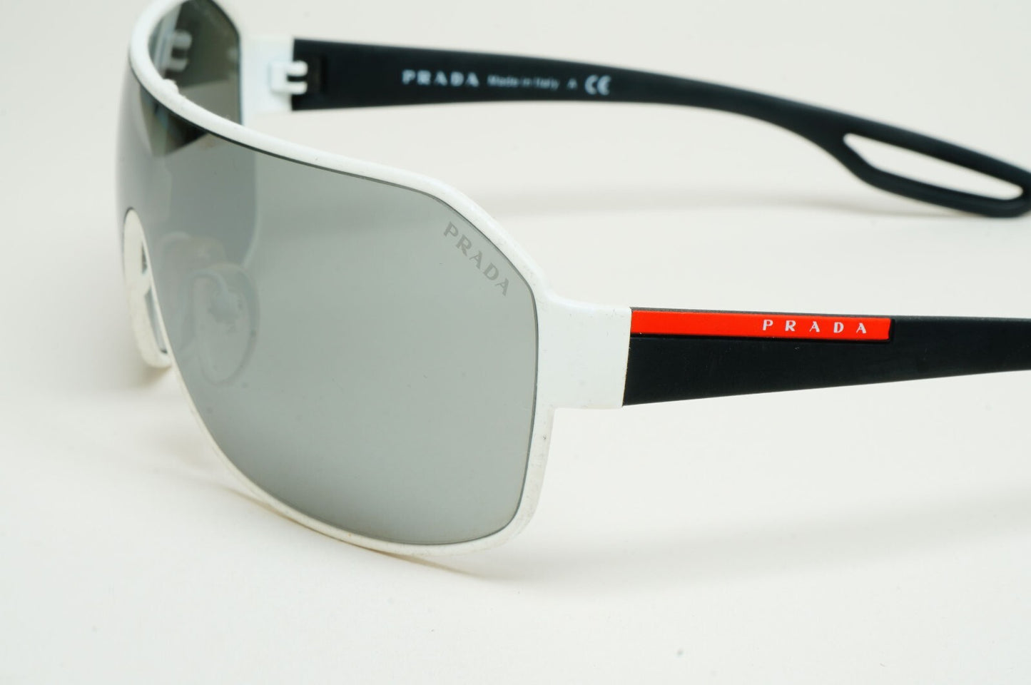 Prada Sunglasses 2013 Vintage Shield White Silver PS52QS SPS 52Q TWK-7W1 140325
