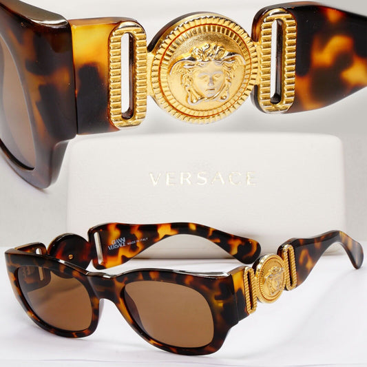 Gianni Versace Sunglasses 1996 Vintage Brown Gold MOD 413/A 279 Biggie 111223