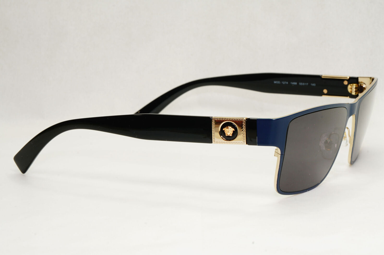 Versace Sunglasses Dark Blue Black Gold Square Metal Rectangle MOD VE 1274  55mm