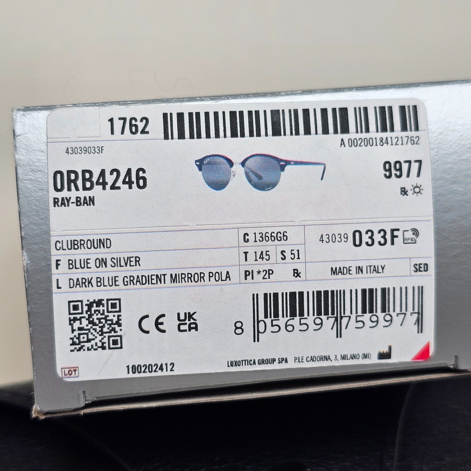 Ray-Ban Sunglasses Clubround Polarised Blue Chromance Mirror RB 3016  1366/G6