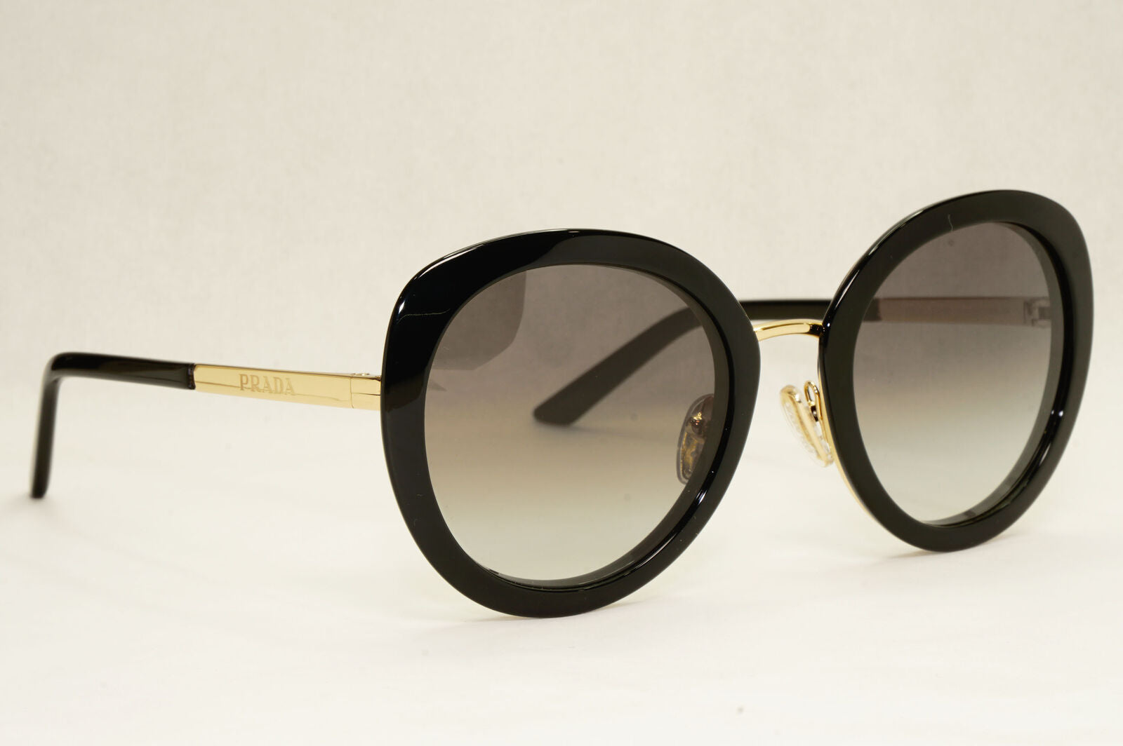 Prada Sunglasses Black Gold Grey Gradient Round PR54YS SPR 54Y AAV-0A7 54mm