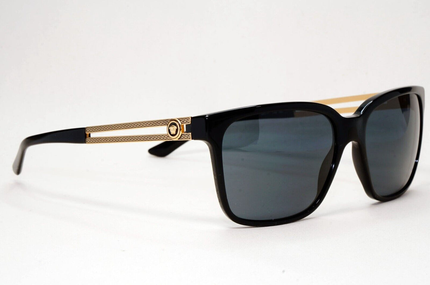 Versace Sunglasses Black Square Gold Medusa Meander MOD VE 4307 GB1/87 58mm