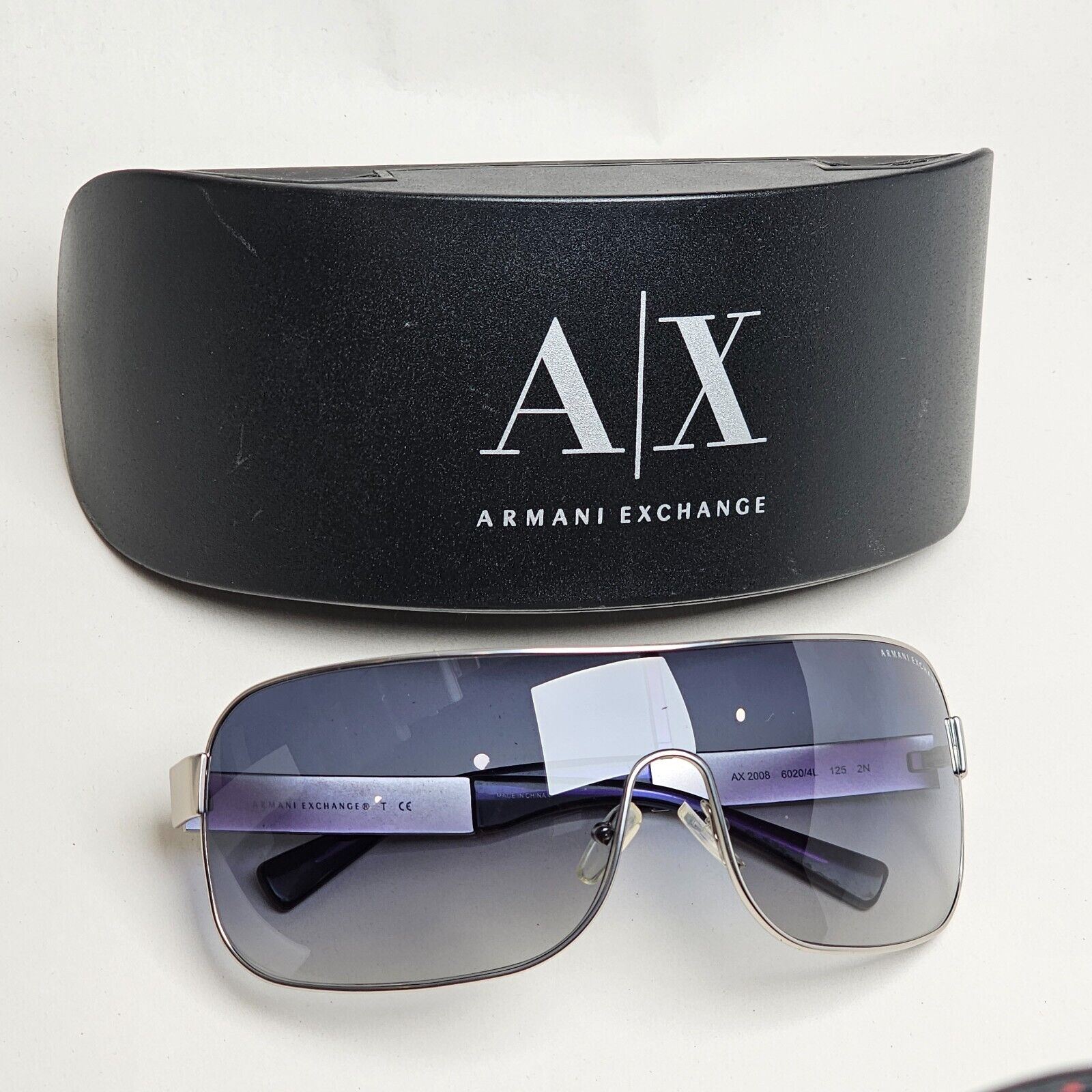 Armani Exchange Sunglasses 2015 Silver Blue Shield AX 2008 6020/4L [b] 221124