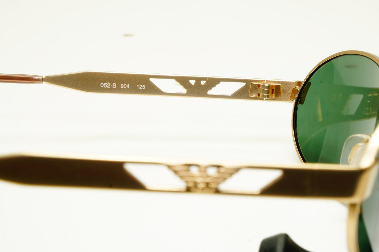 Emporio Armani 1997 Vintage Gold Sunglasses Oval Metal Green Eagle 052-S 904