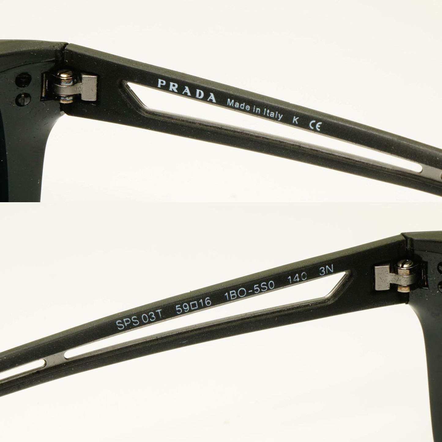 Prada Black Sunglasses Square Mens Designer Sport SPS 03T 1BO-5S0 Red Stripe