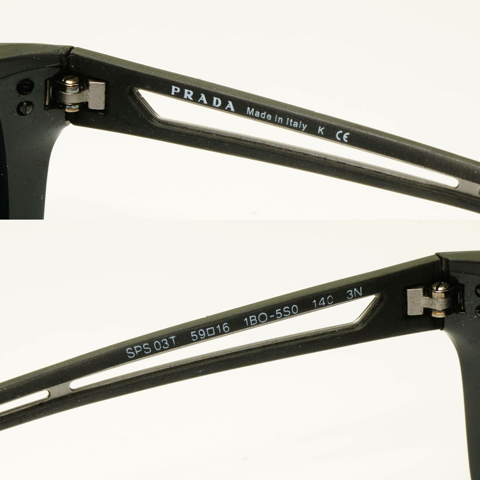 Prada Black Sunglasses Square Mens Designer Sport SPS 03T 1BO-5S0 Red Stripe