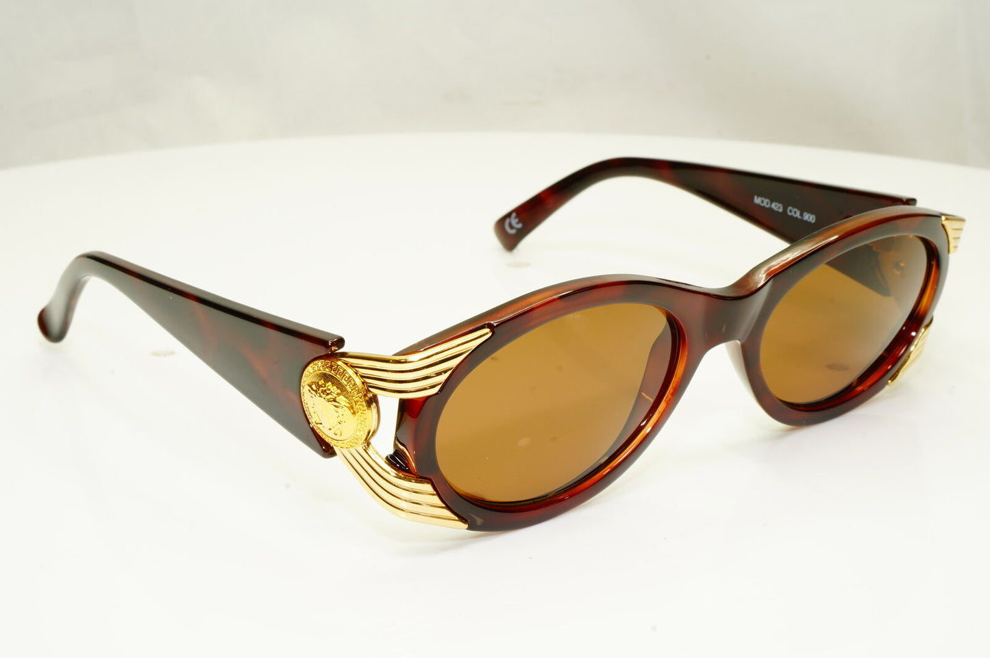 Gianni Versace 1996 Mens Vintage Brown Gold Medusa Sunglasses MOD 423 COL 900