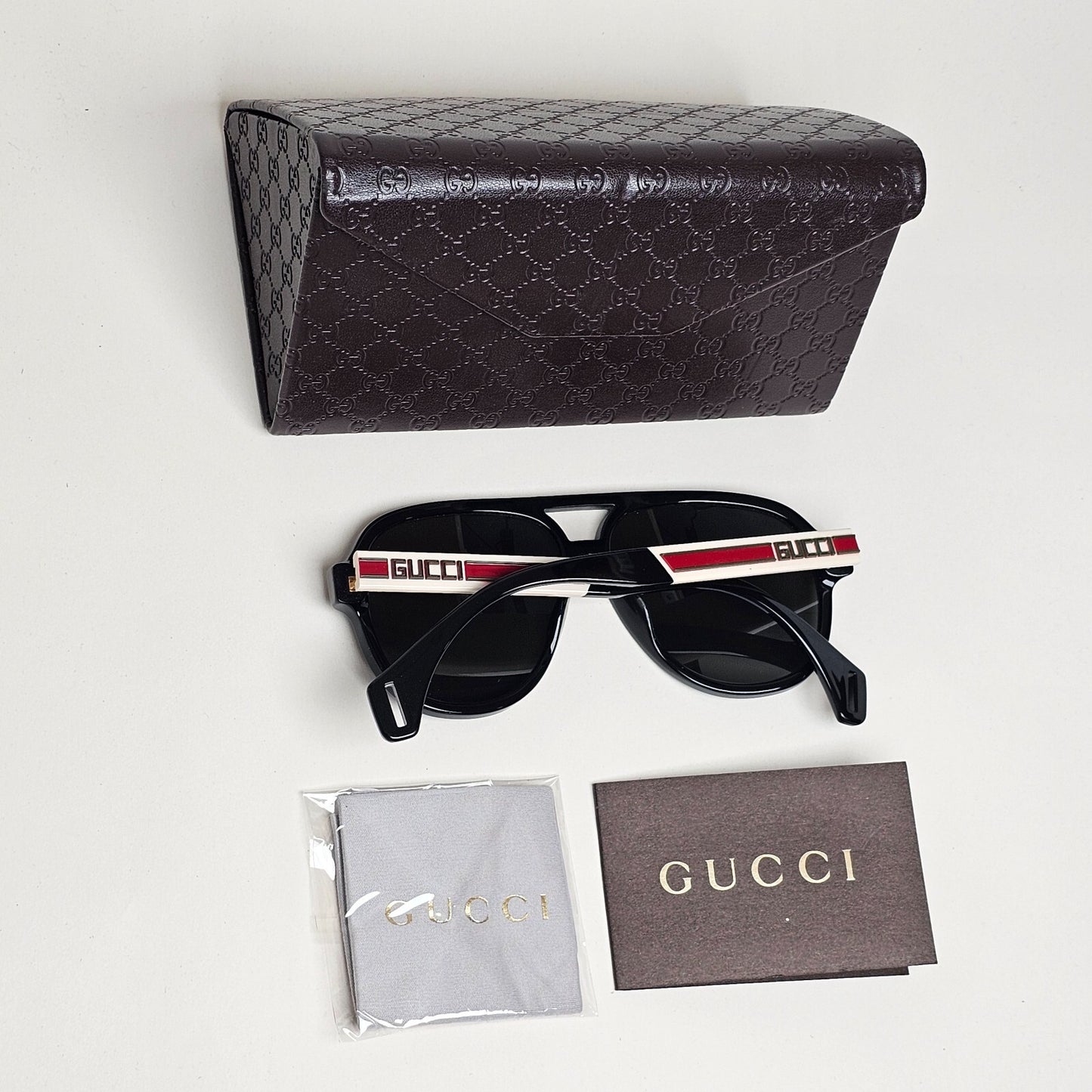 Gucci Sunglasses 2019 Black Polarised Pilot White Red GG 0463S 002 58mm 070325