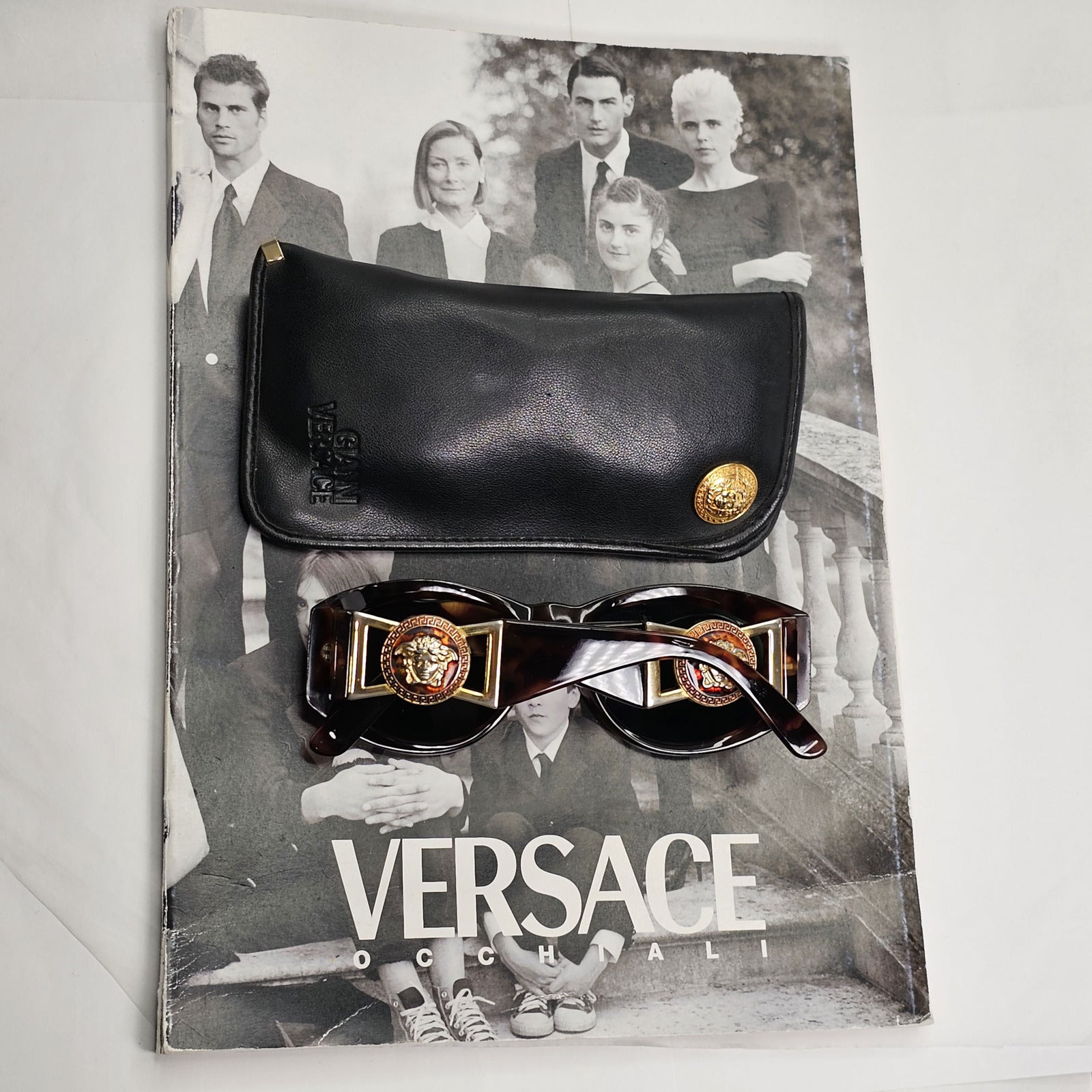 Gianni Versace Sunglasses 1996 Vintage Brown Gold MOD 424/M CO 869 Biggie 130224
