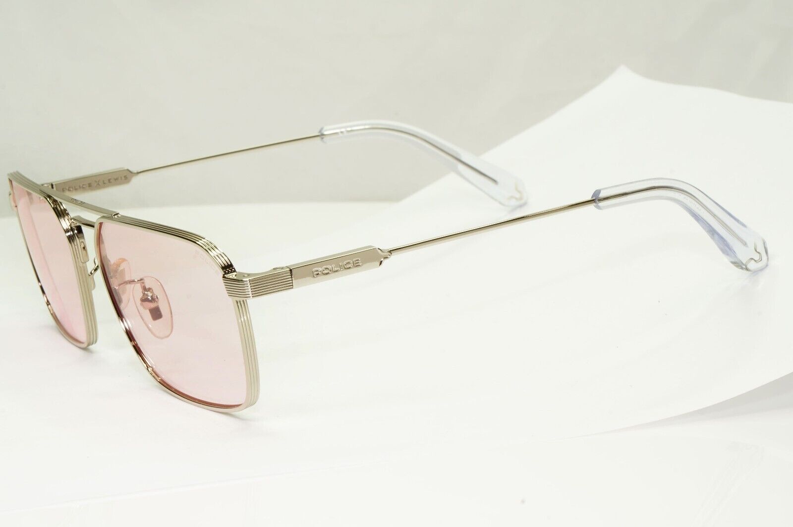 Police Lewis Hamilton F1 Sunglasses Pink Rose Tint Silver Metal SPL A23 COL 0579