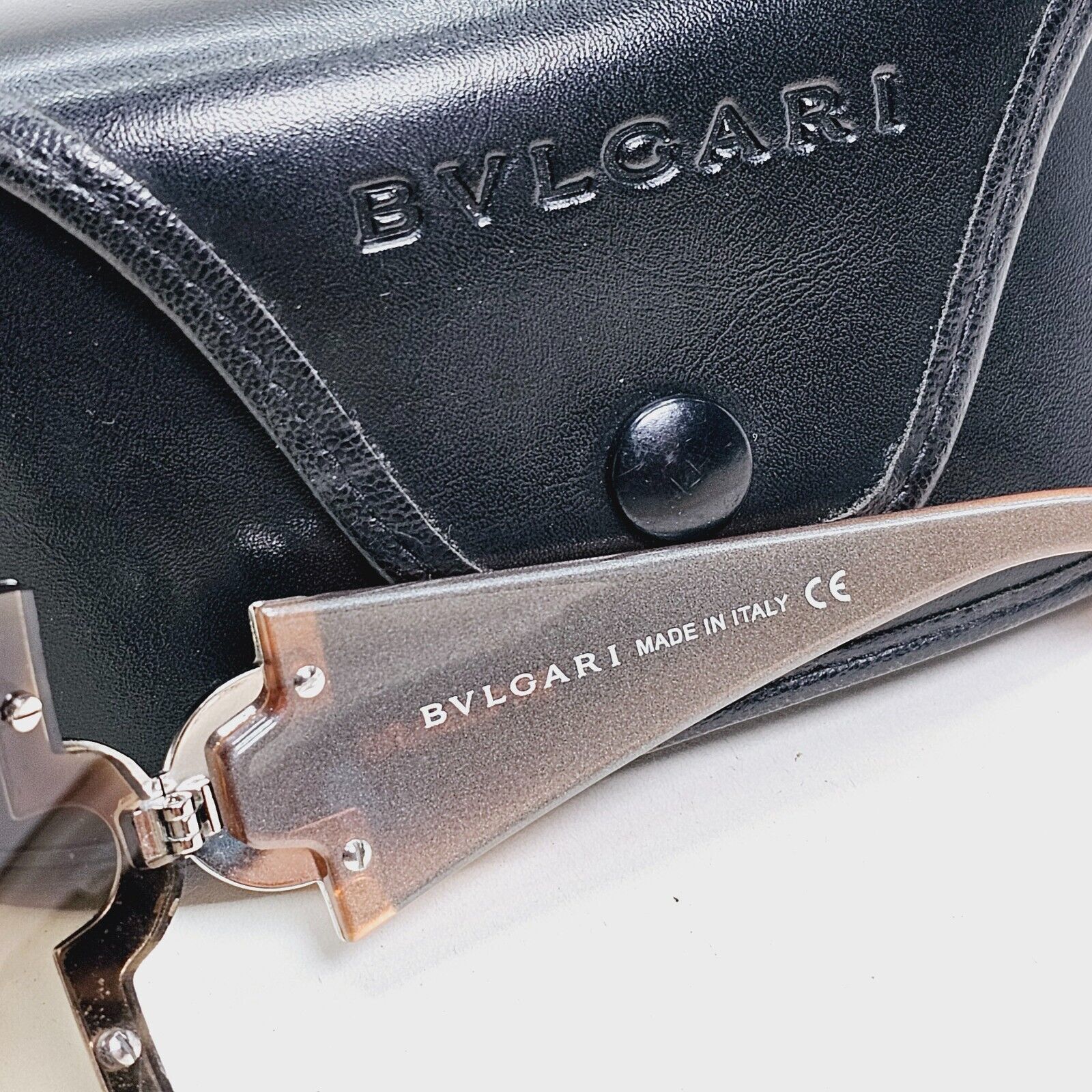 Bvlgari Sunglasses 2008 Vintage Brown Shield Crystal Large 651-B 945/13 051124