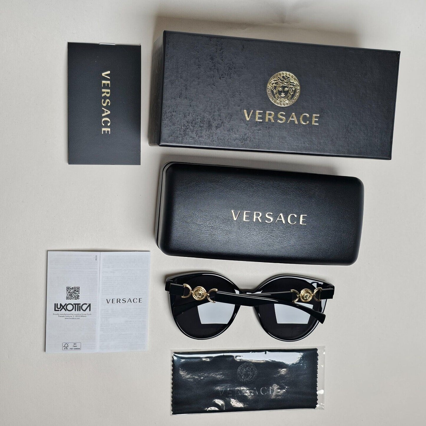 Versace Sunglasses Round Oversized Black Grey Gold Medusa MOD VE 4442 GB1/87